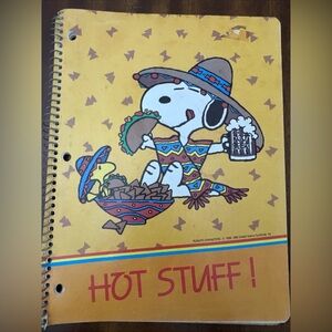 Peanuts Snoopy Notebook - Festive Yellow and Red Hot Stuff Vintage Spiral